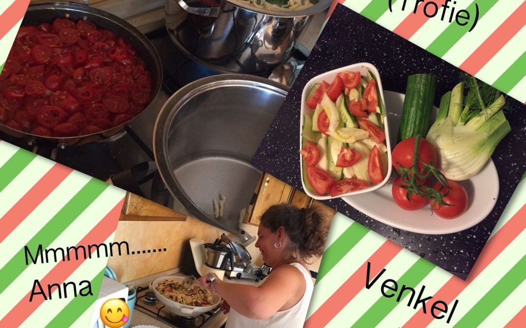 – Recept: Pasta (Trofie) met venkel, tomaat, komkommersalade