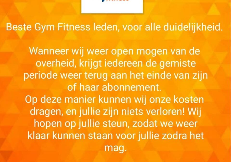 – Corona update Gym Fitness