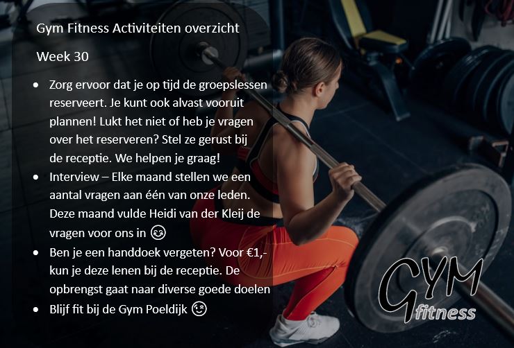 Overzicht week 30